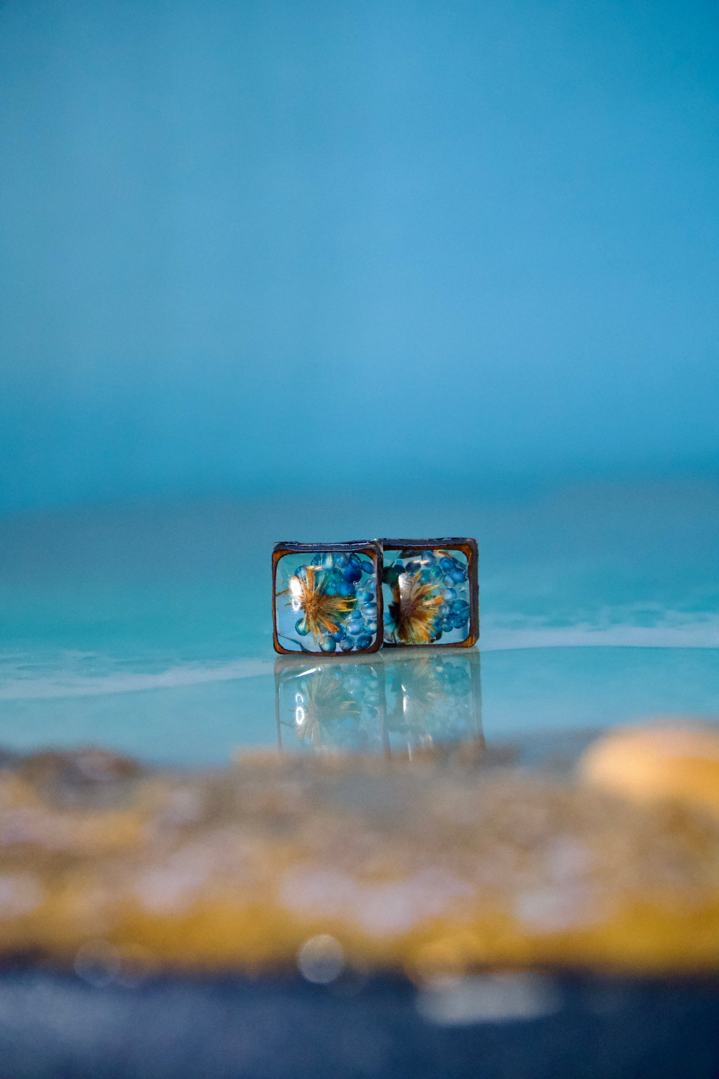 Petrified Flower Earring- Round Stud