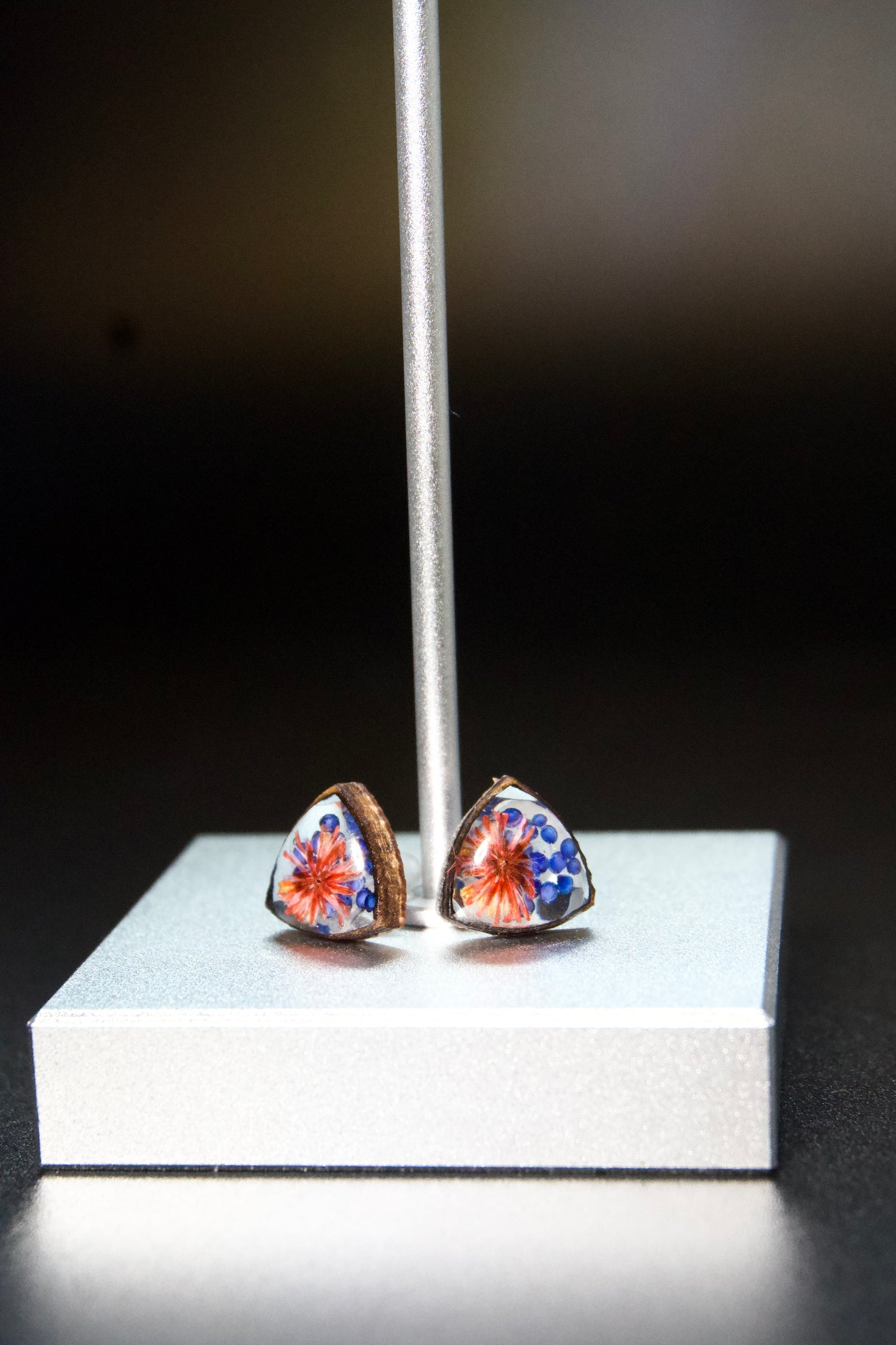 Petrified Flower Earring- Round Stud