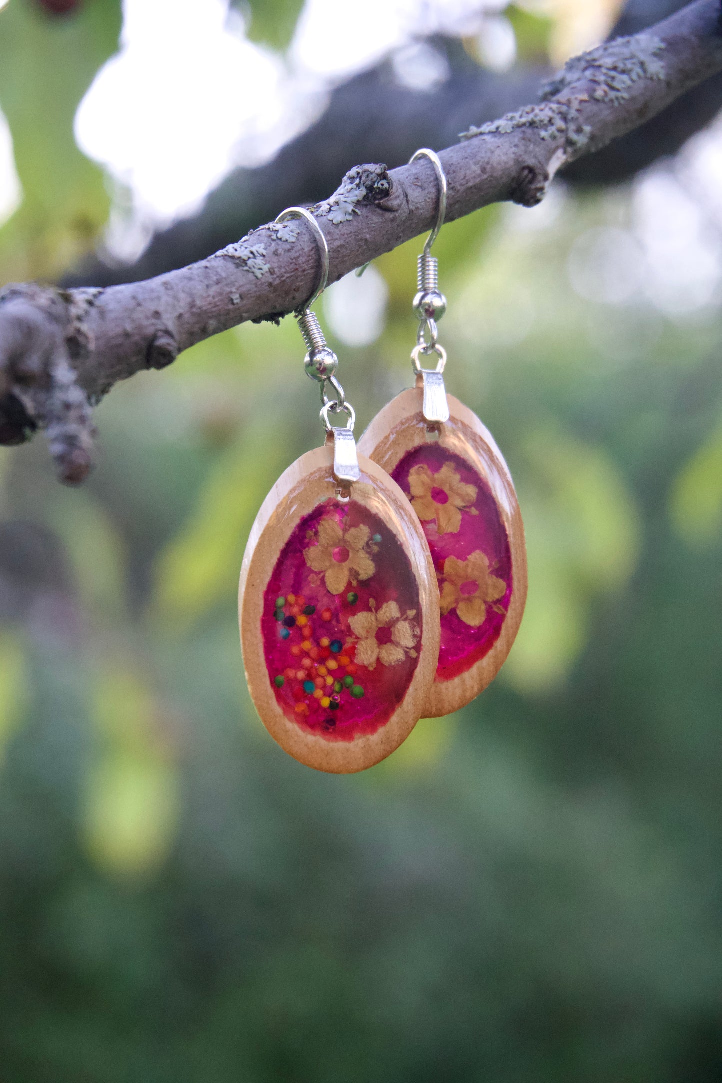 Petrified Flower Earring- Triangle Stud