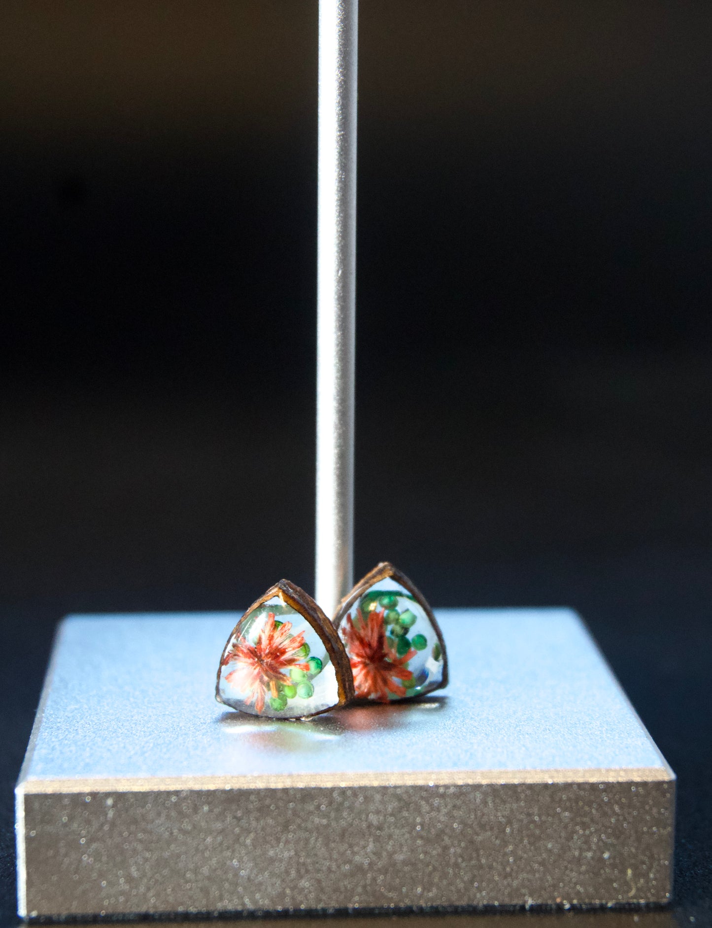 Petrified Flower Earring- Round Stud