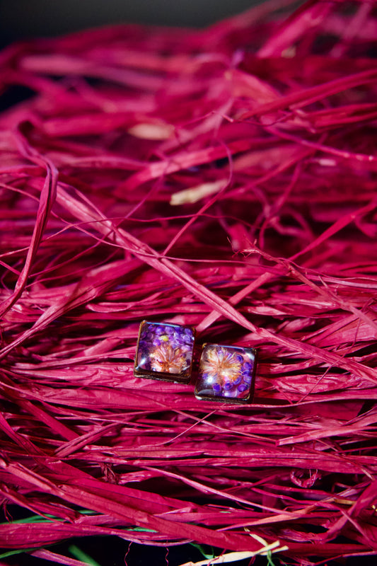 Petrified Flower Earring-Stud