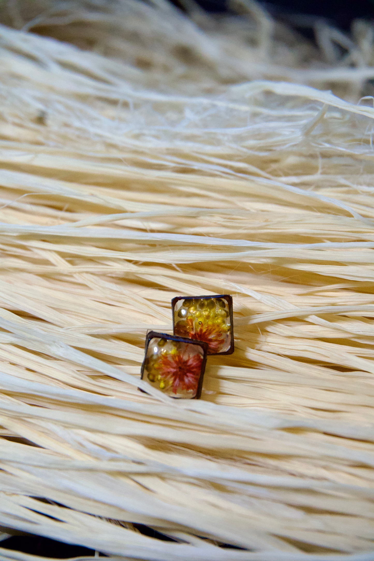 Petrified Flower Earring-Stud