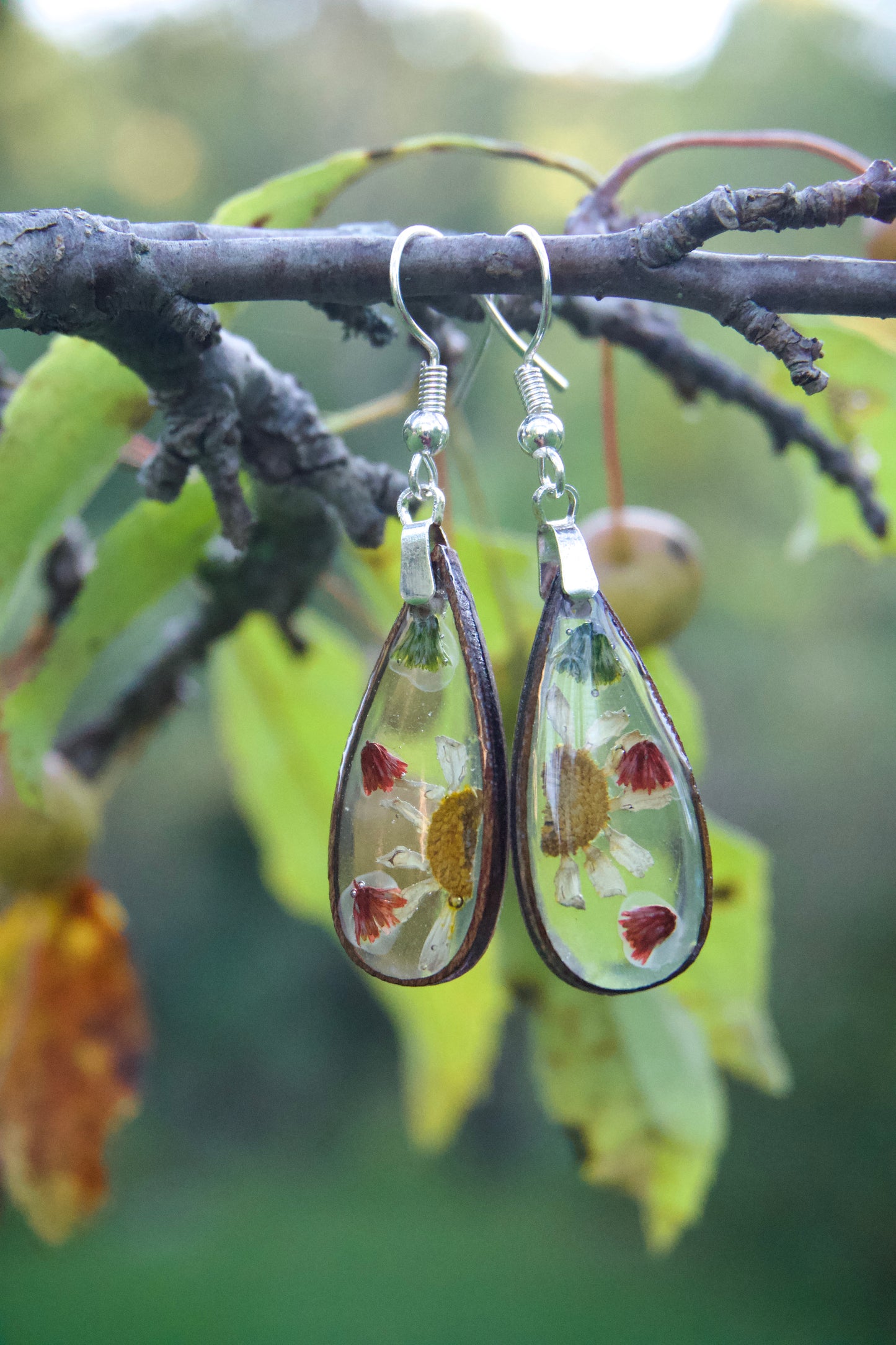 Petrified Flower Round Earring