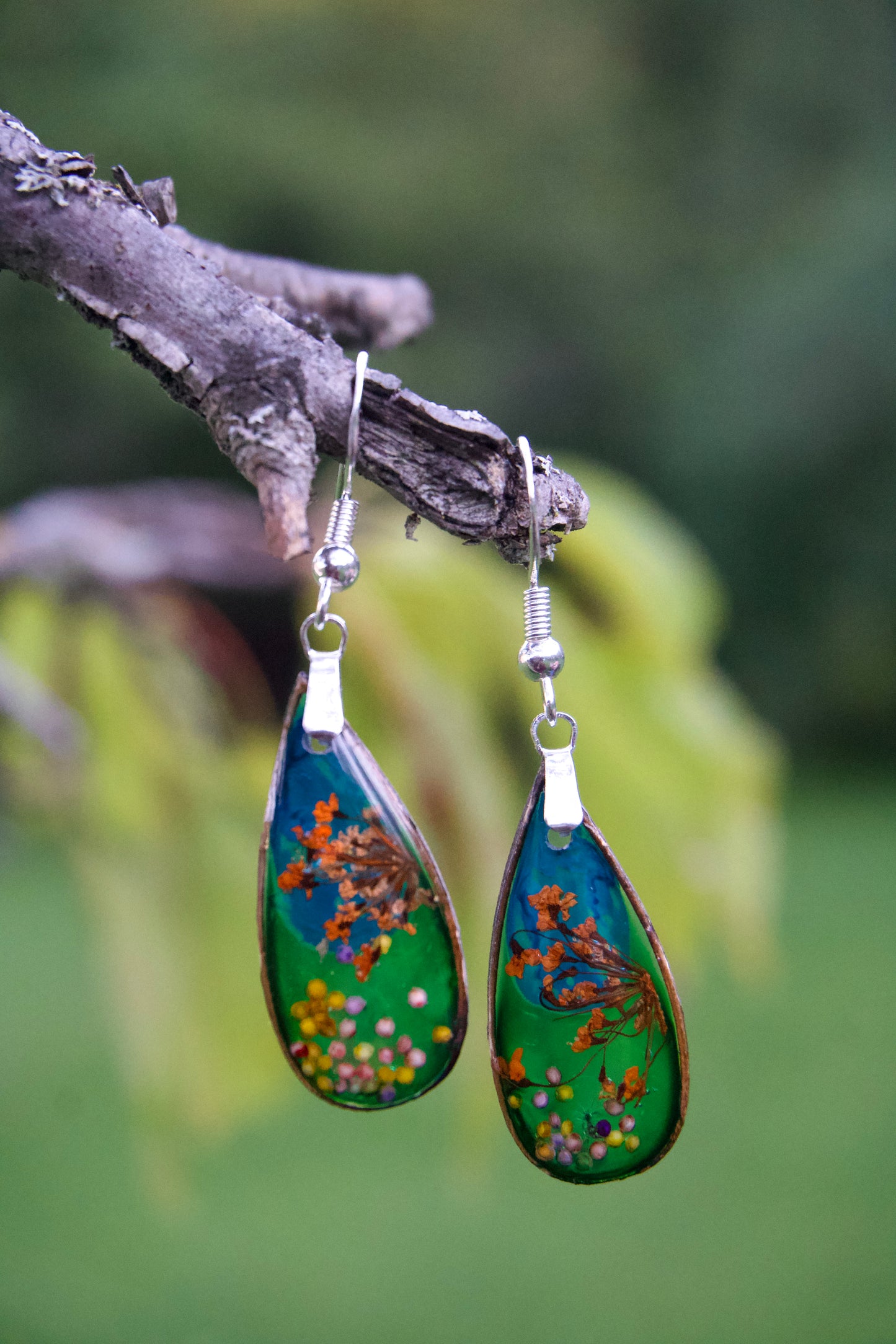 Petrified Flower Earring- Round Stud