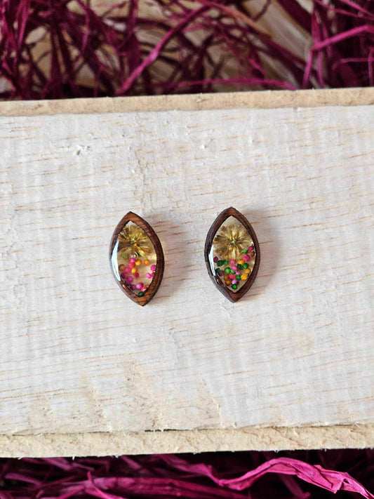 Petrified Flower Earring- Teardrop