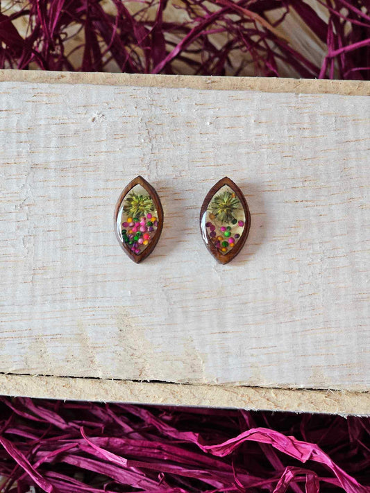 Petrified Flower Earring- Teardrop Stud