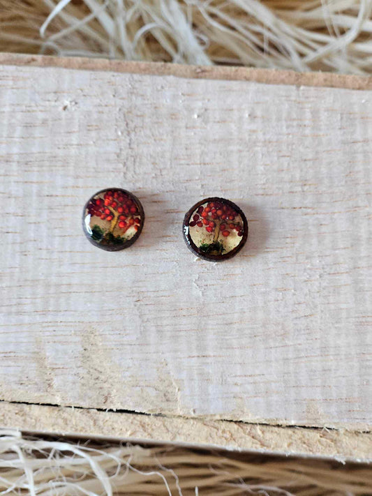 Petrified Flower Earring- Round Stud