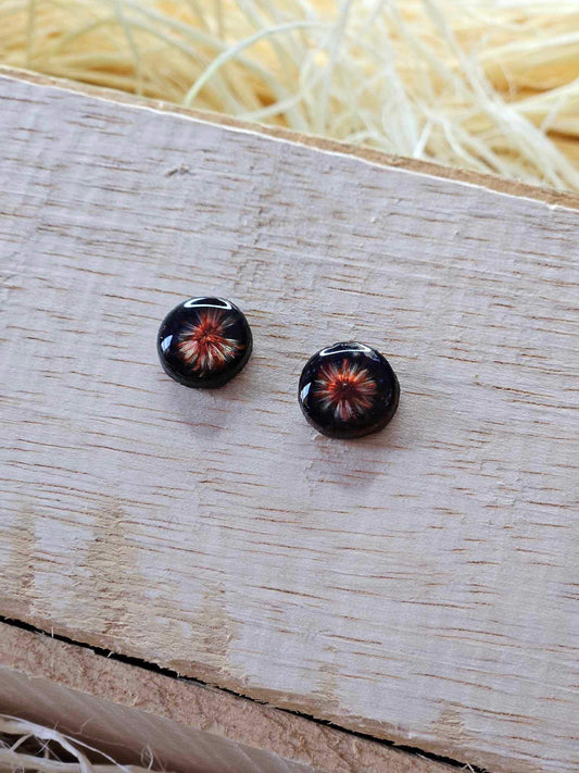 Petrified Flower Earring- Round Stud